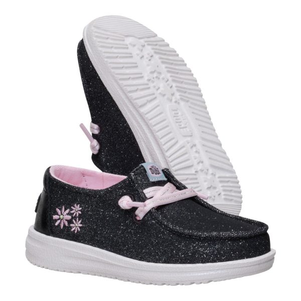 Wendy Toddler Shimmer Flower - Charcoal